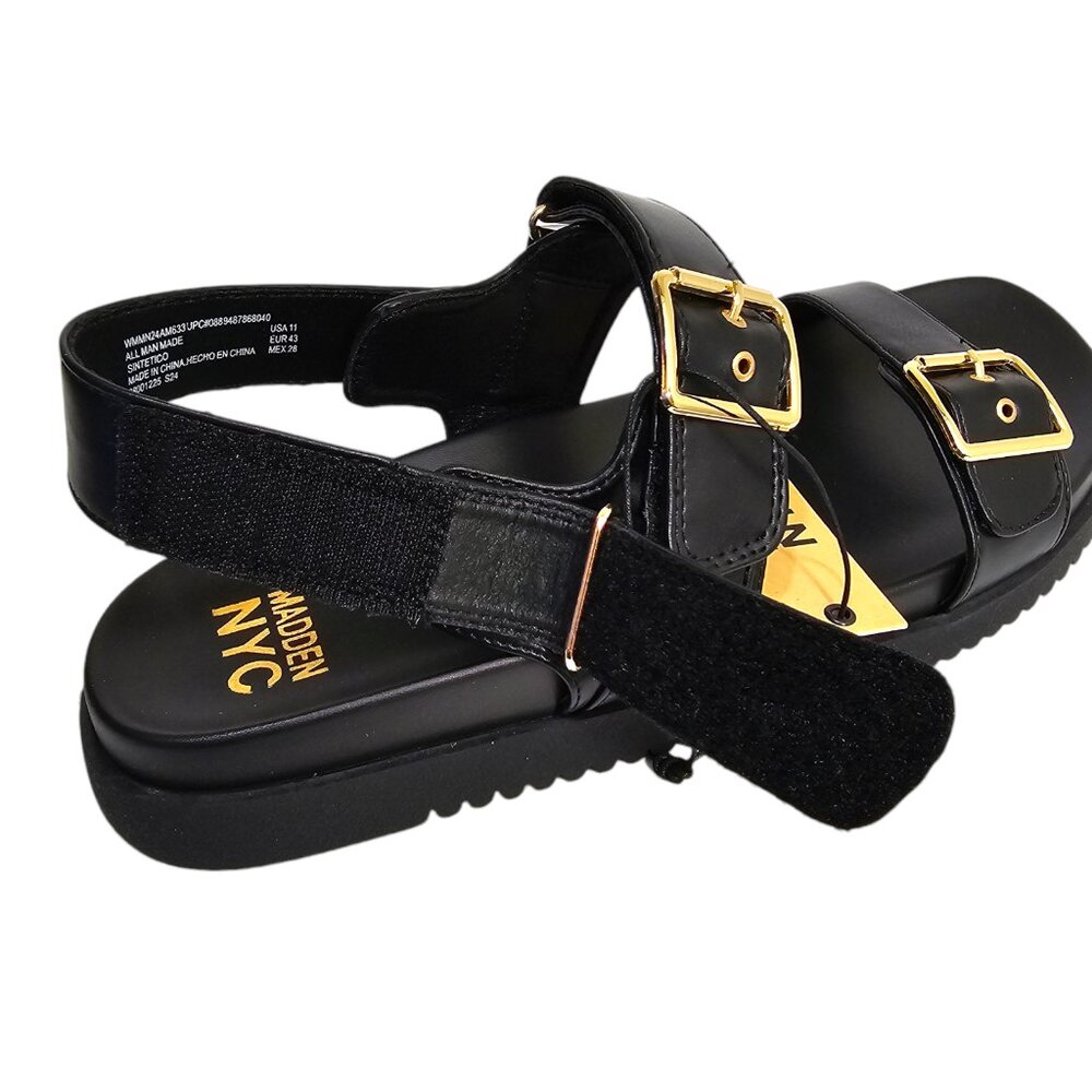 Madden NYC Sandals Womens Size 11 Black Mona Double Buckle Footbed Adjustable - Picture 5 of 10